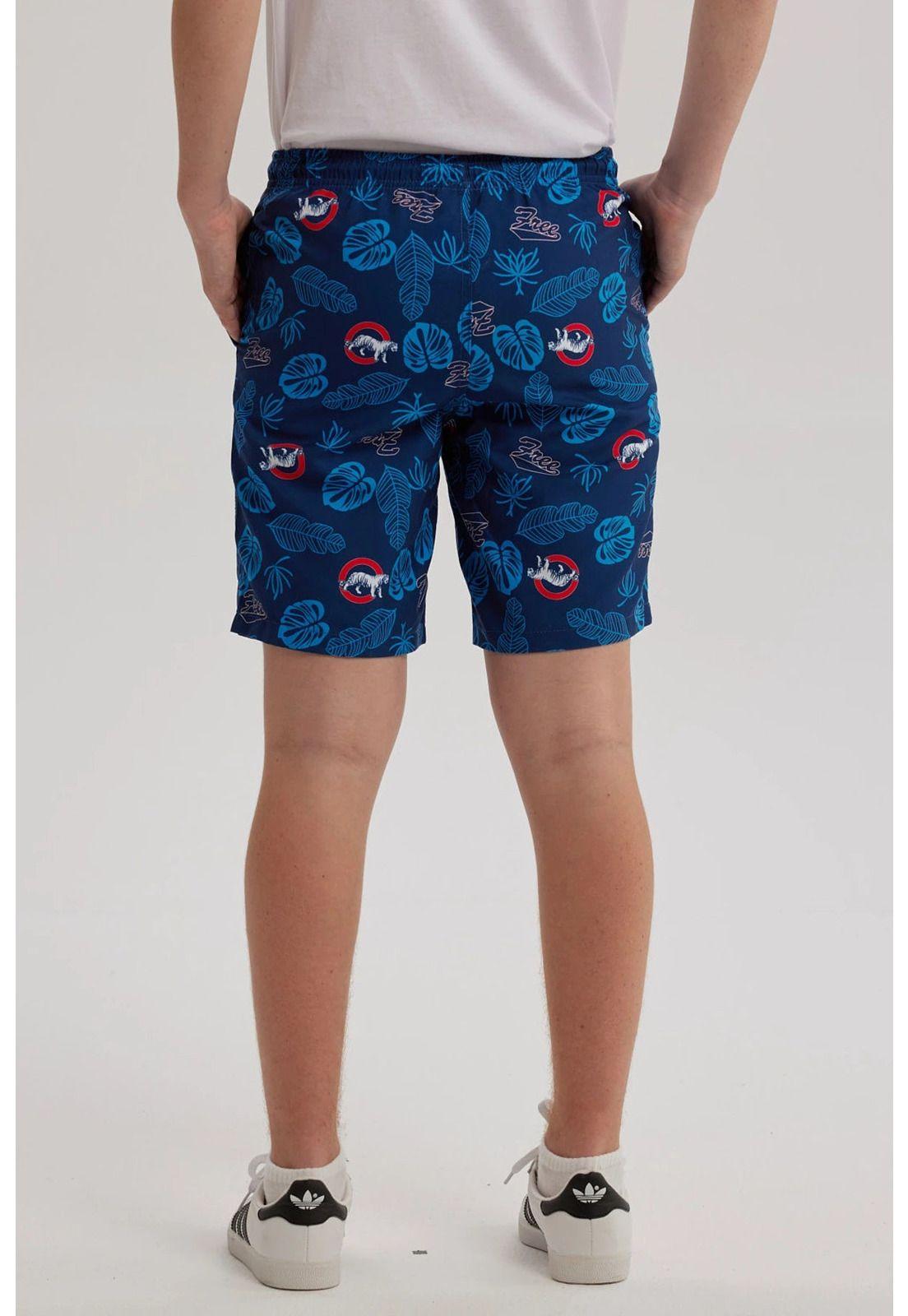 Short De Baño Niño Básico Print Azul Oscuro-2