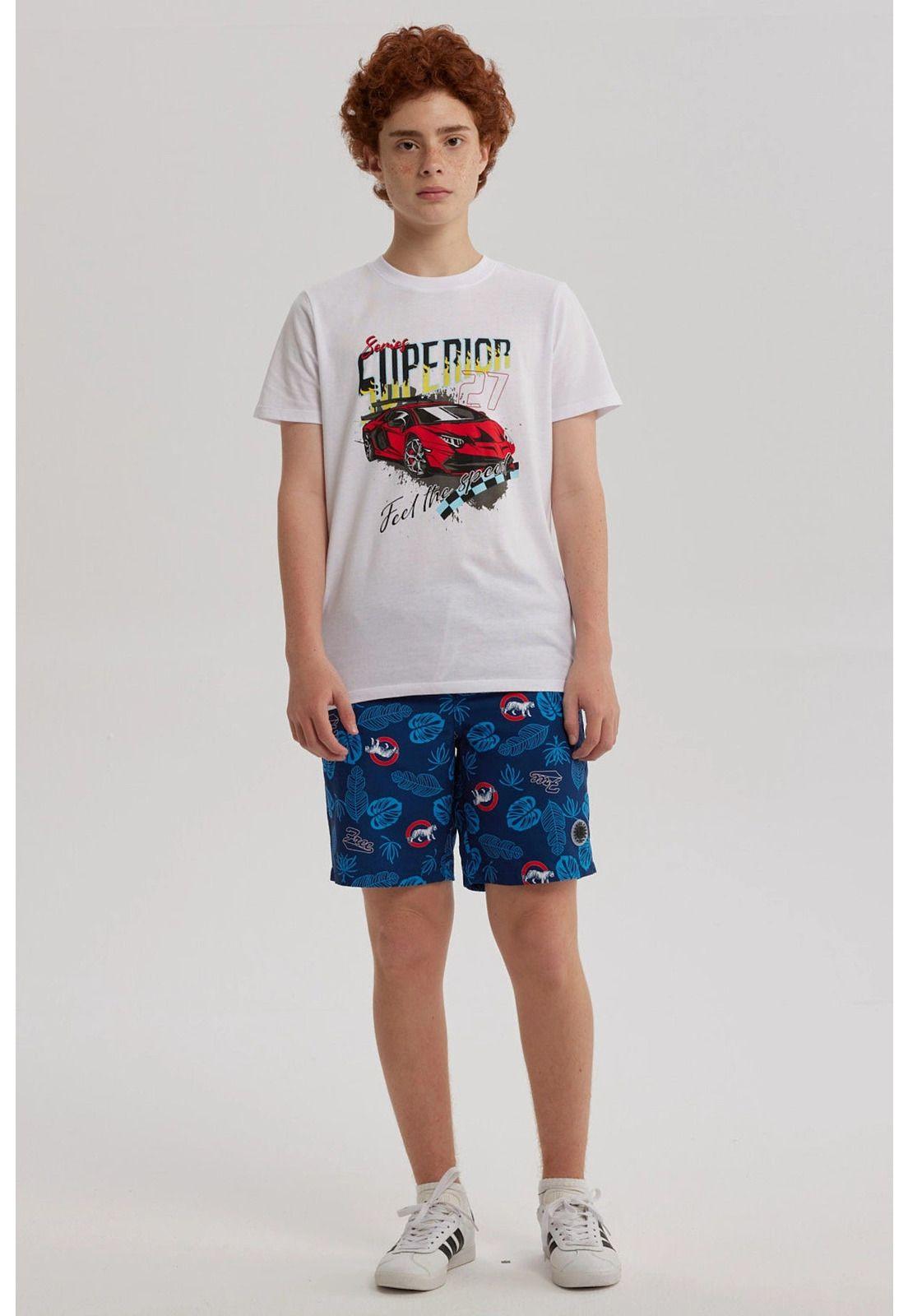 Short De Baño Niño Básico Print Azul Oscuro-3