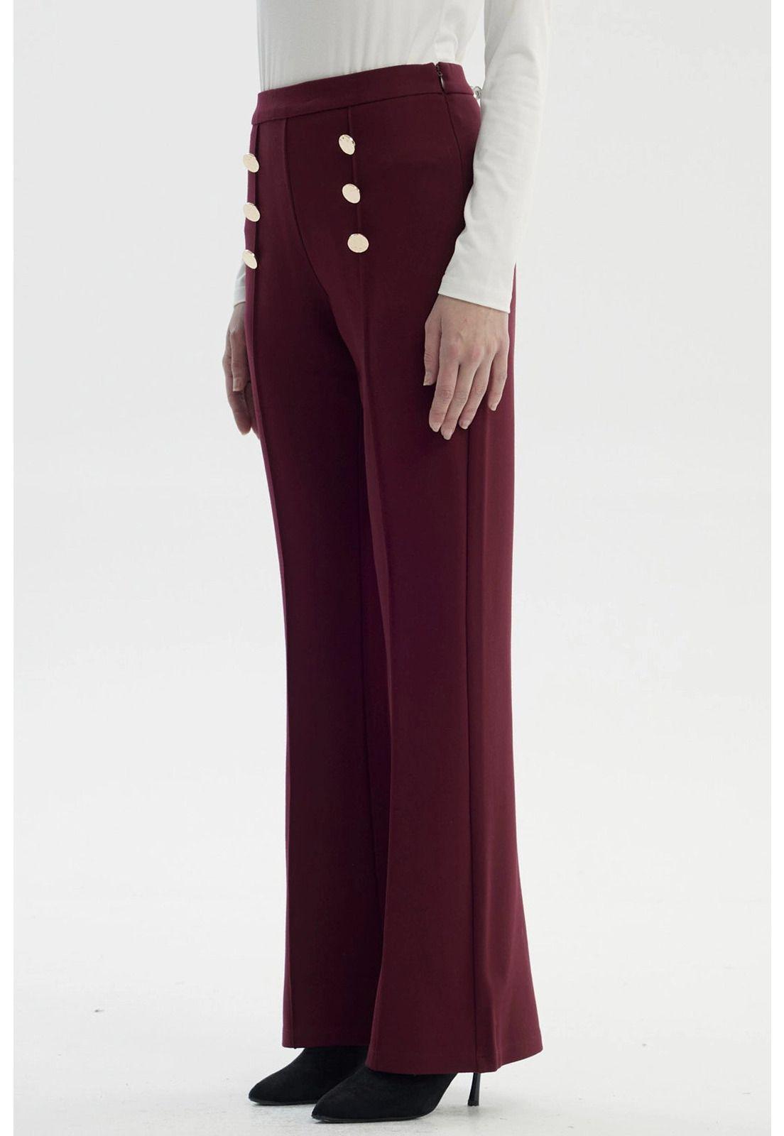 Pantalón Mujer Flare Burdeo-1