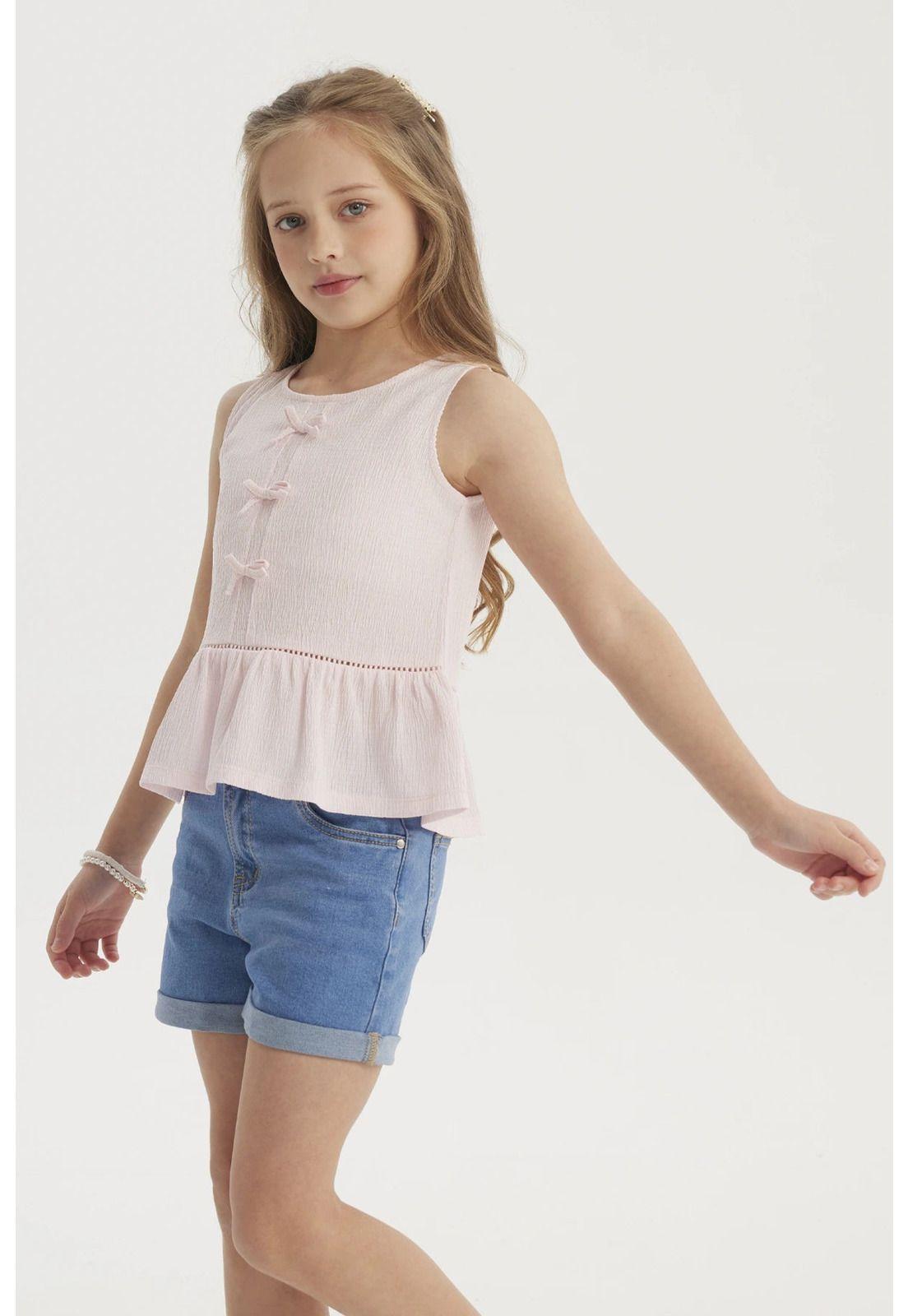 Polera Niña Con Cintas Rosado-2