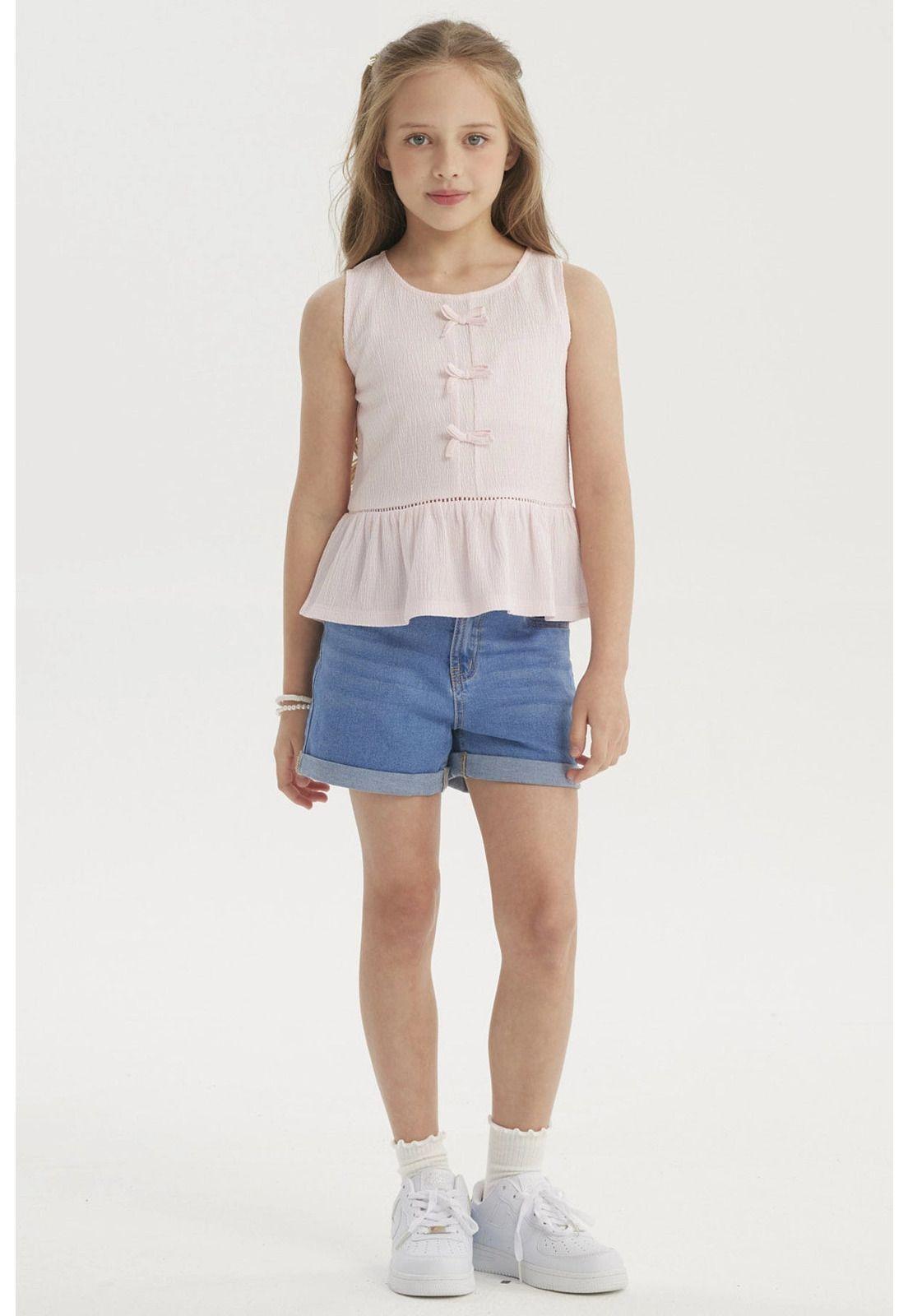 Polera Niña Con Cintas Rosado-3