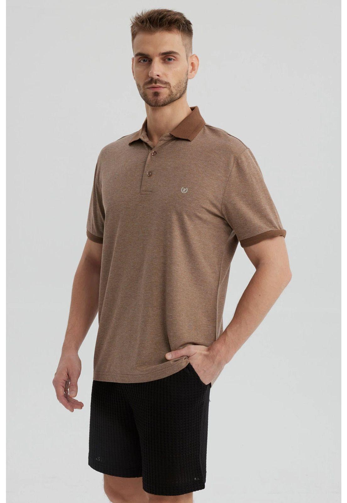 Polera Hombre Con Contraste Beige-1