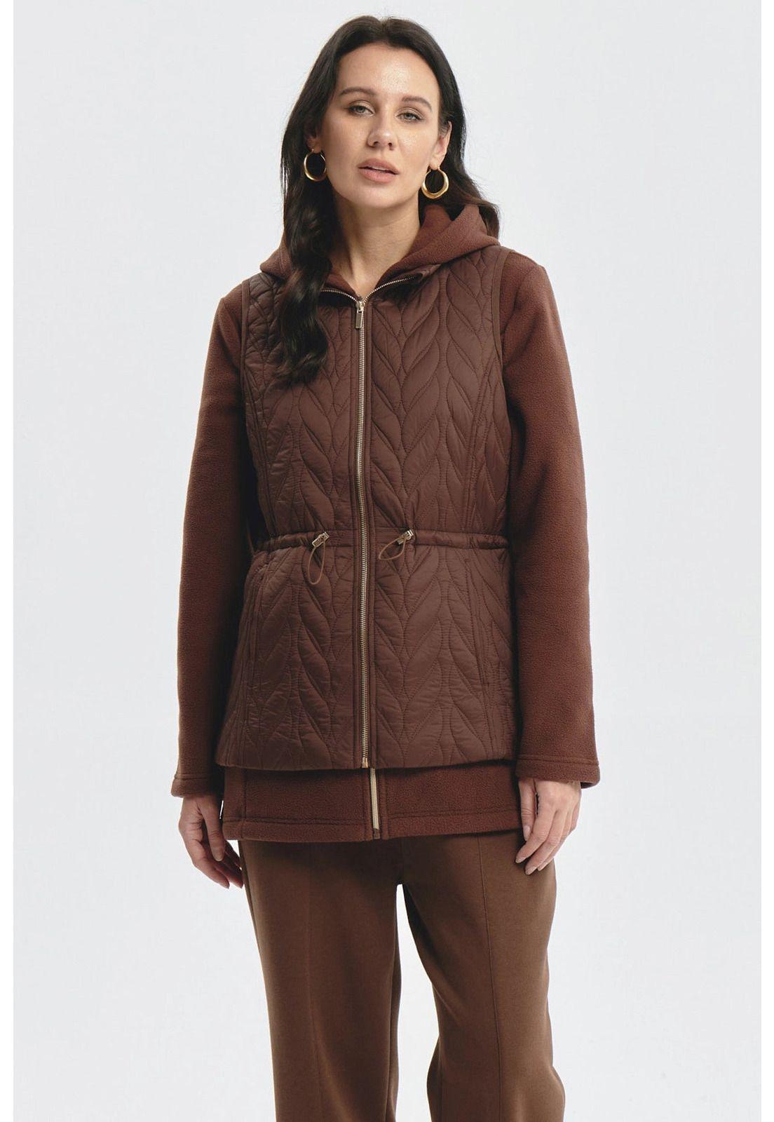 Parka Mujer Con Rombos Café Oscuro-0