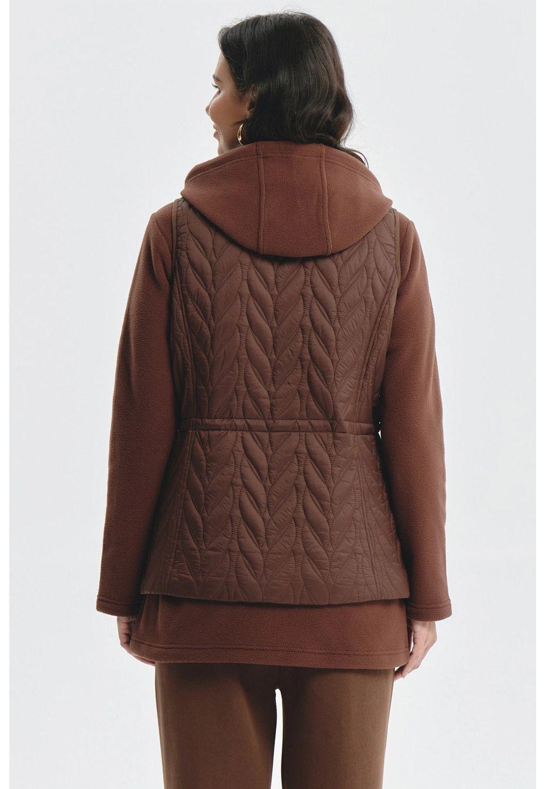 Parka Mujer Con Rombos Café Oscuro-2