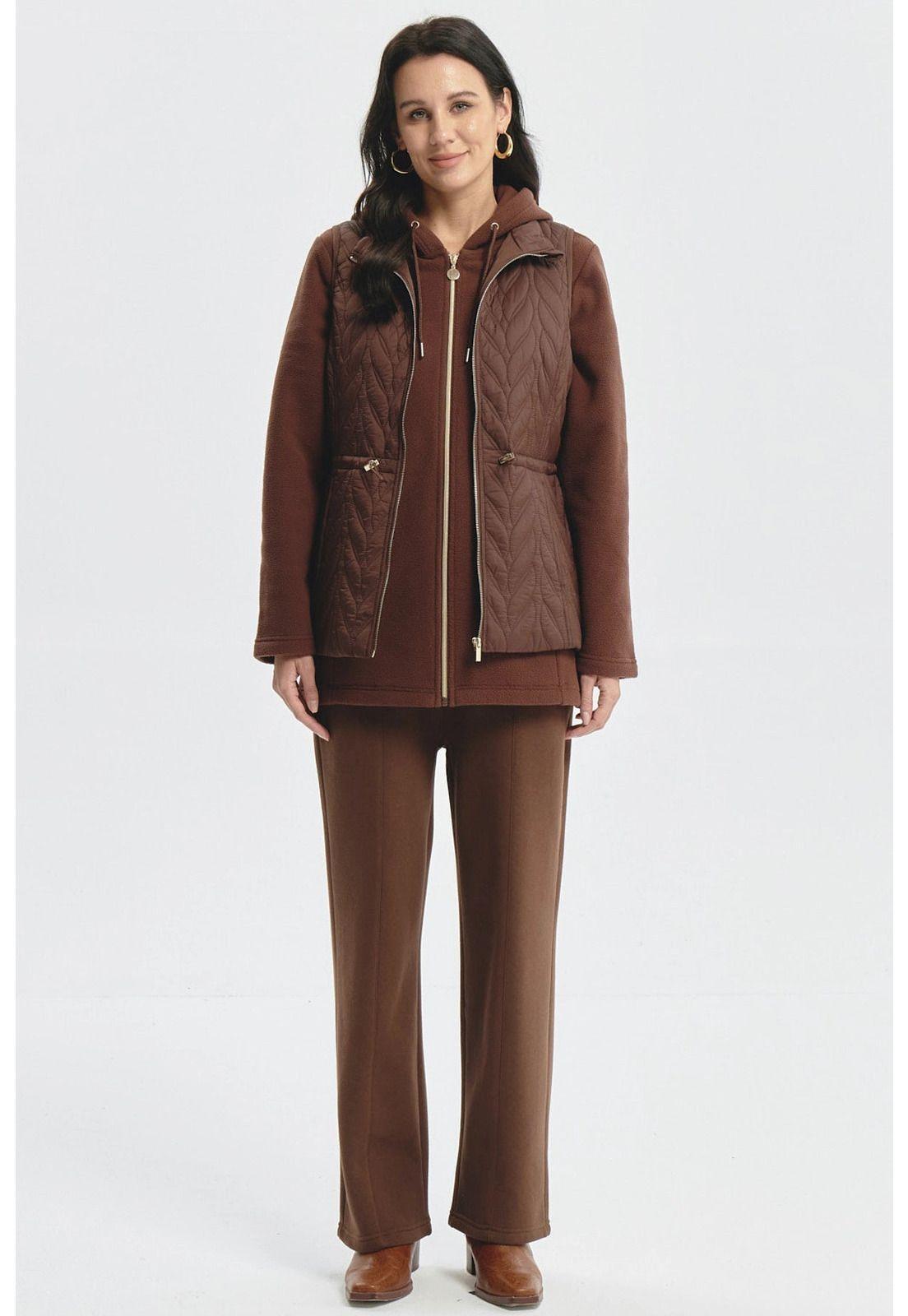 Parka Mujer Con Rombos Café Oscuro-3