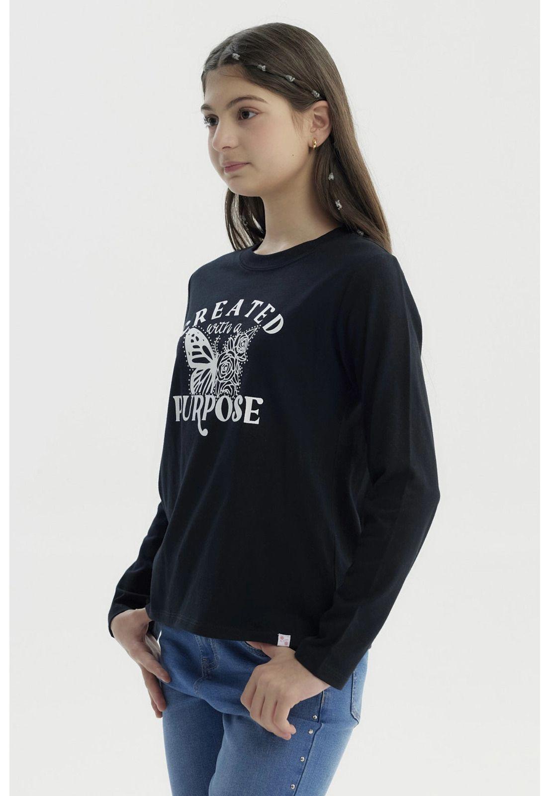 Polera Niña Básica Teen Negro - ll-1