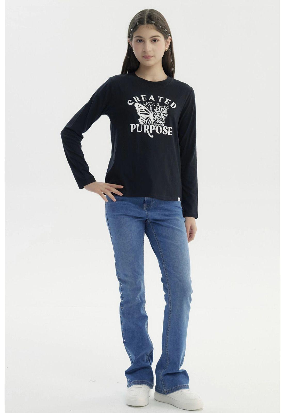 Polera Niña Básica Teen Negro - ll-3