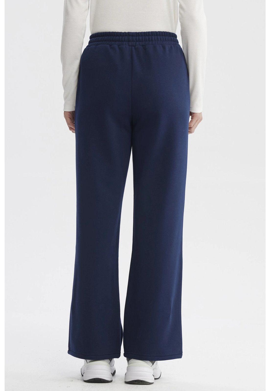 Pantalón Buzo Mujer Wide Leg Azul-2