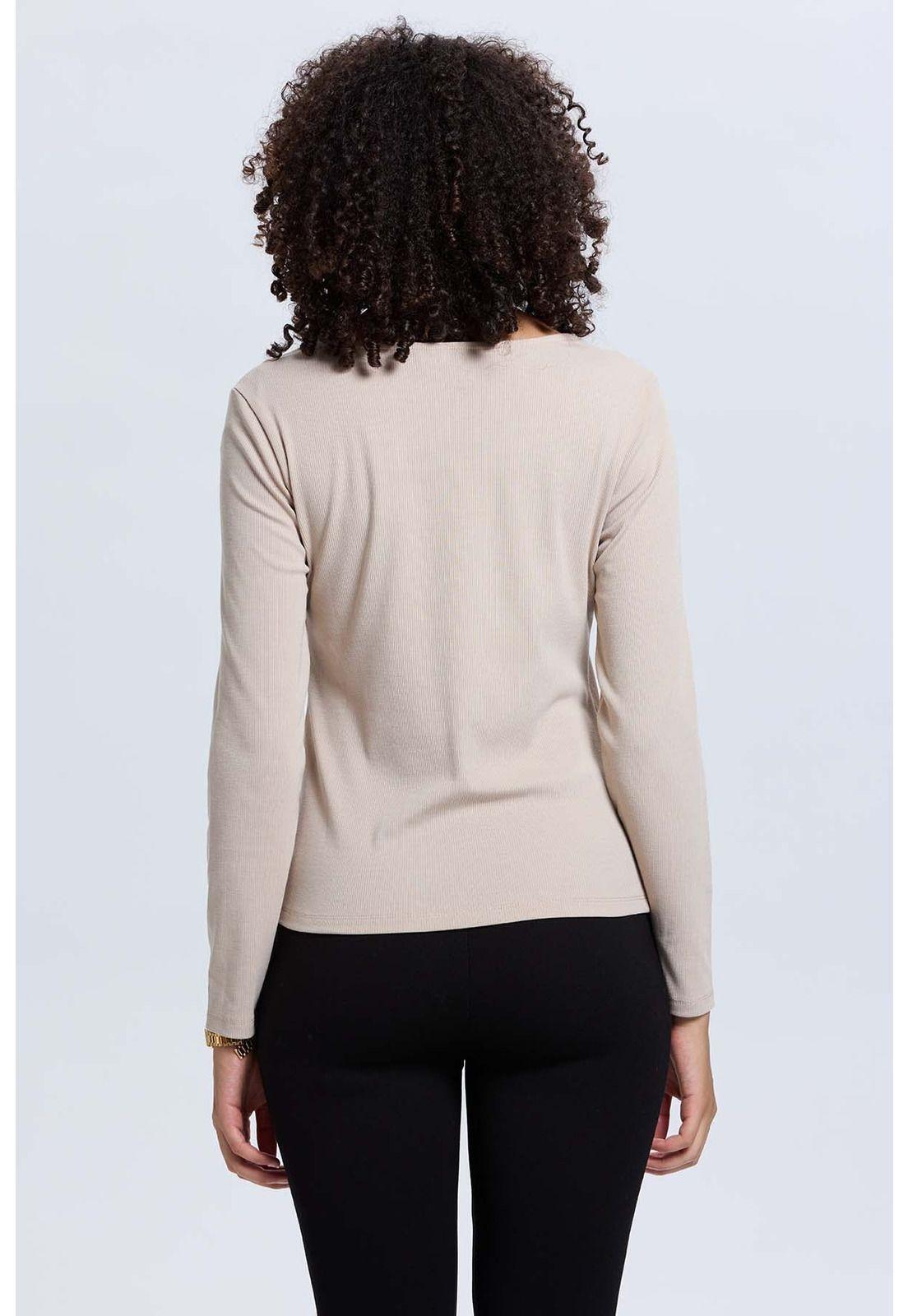 Polera Mujer Escote Cuadrado Beige - ll-2