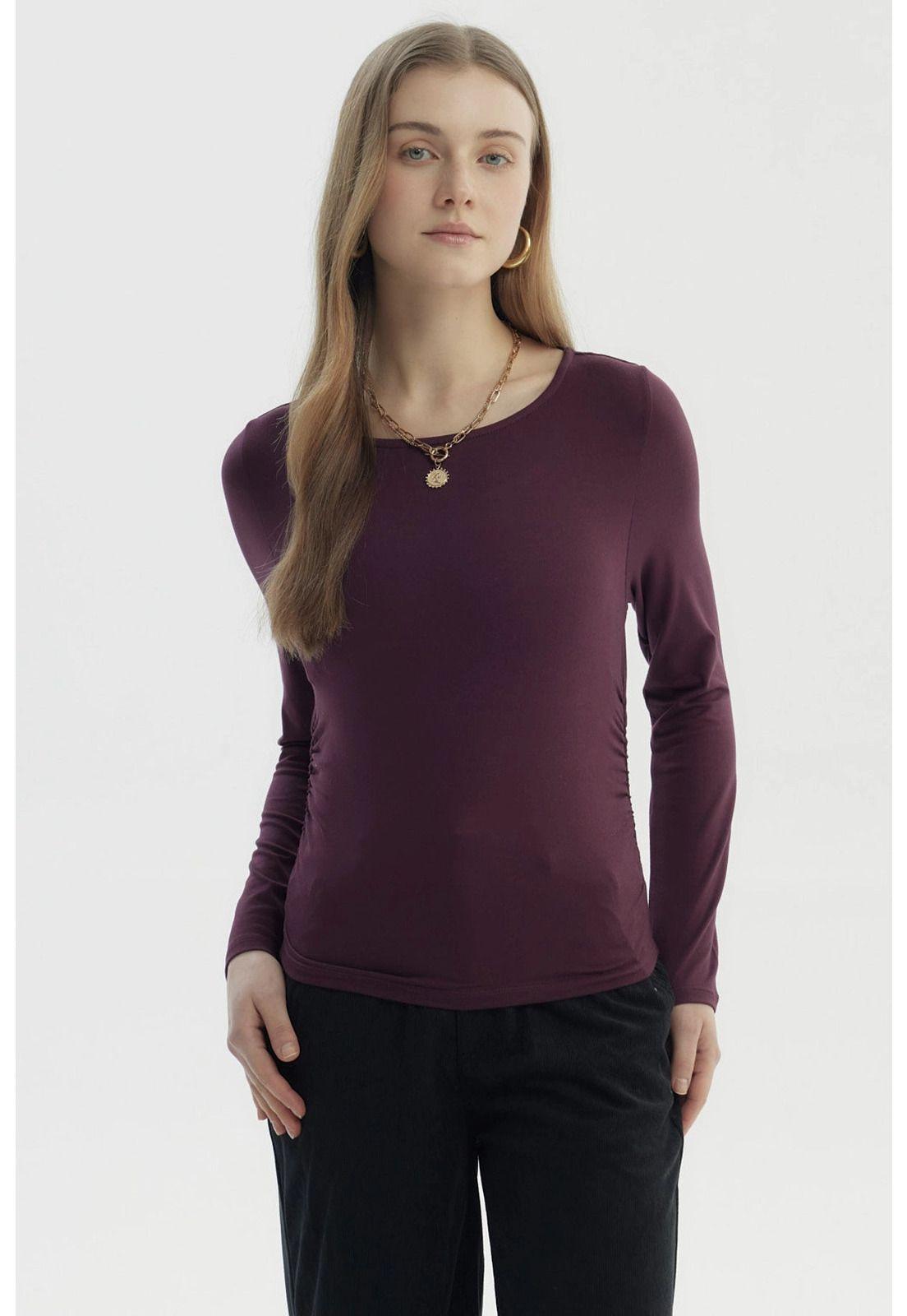 Polera Mujer Slim Burdeo-0