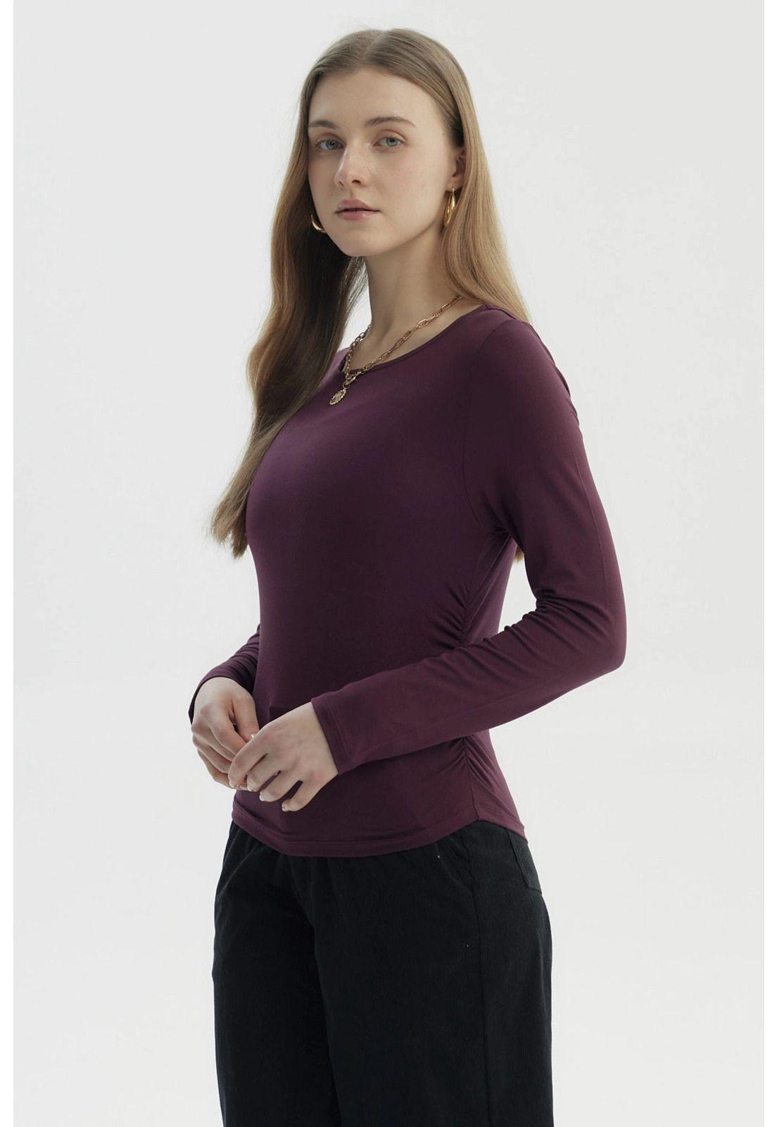 Polera Mujer Slim Burdeo-1