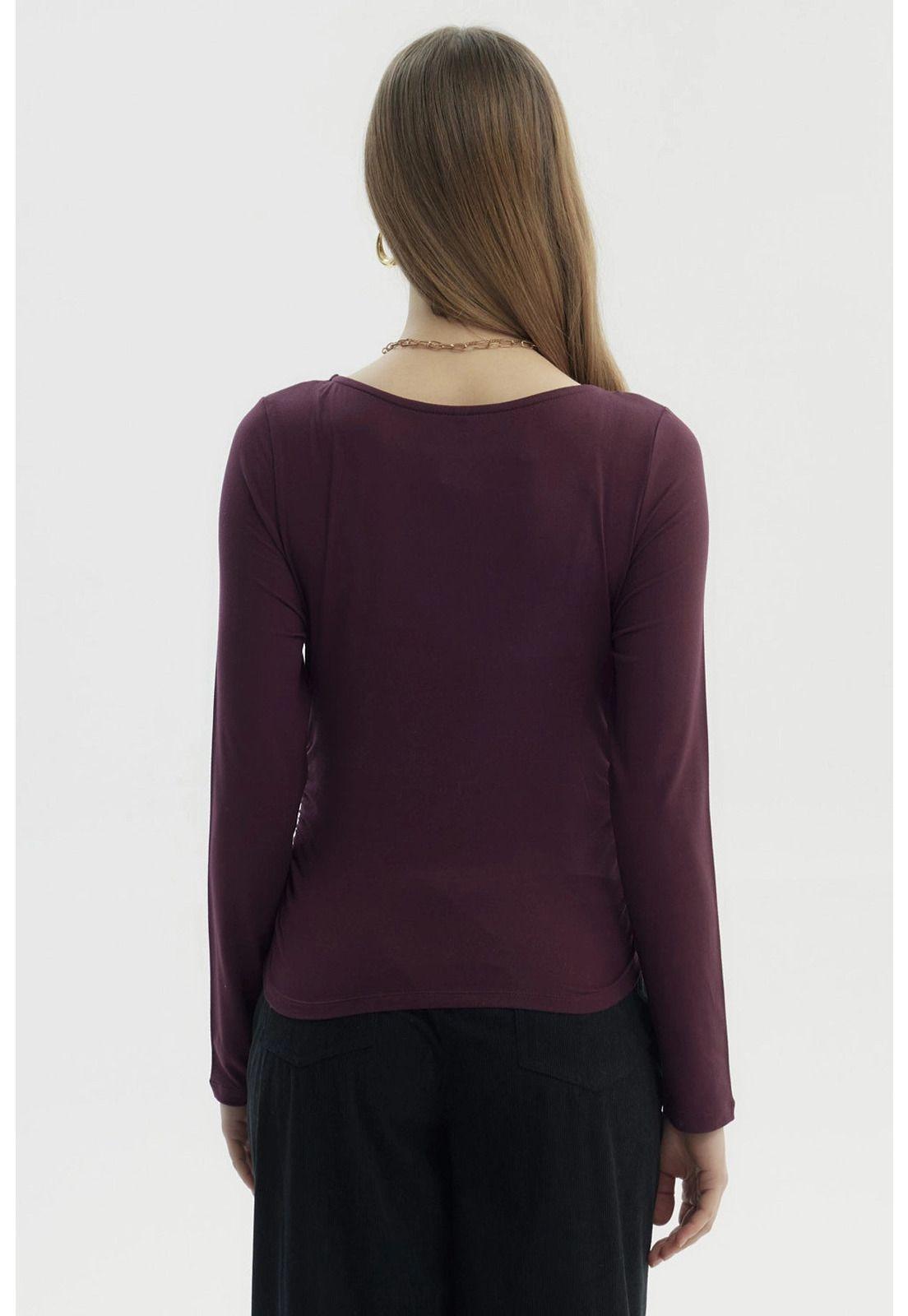 Polera Mujer Slim Burdeo-2