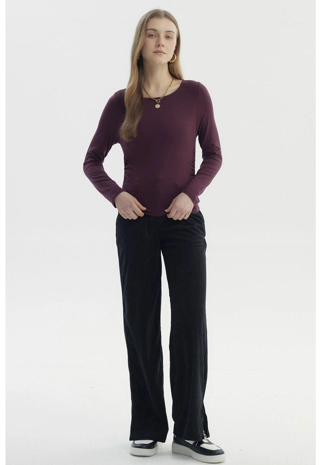 Polera Mujer Slim Burdeo-3