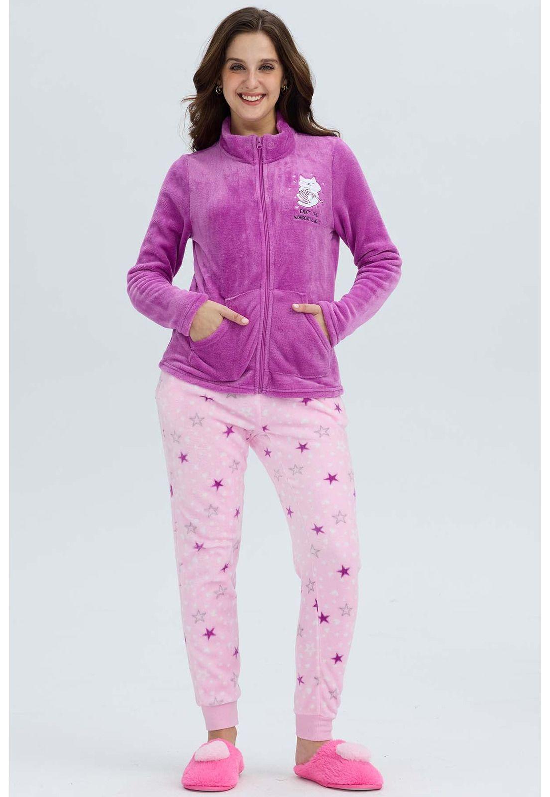 Pijama Mujer Polar Print Lila-0