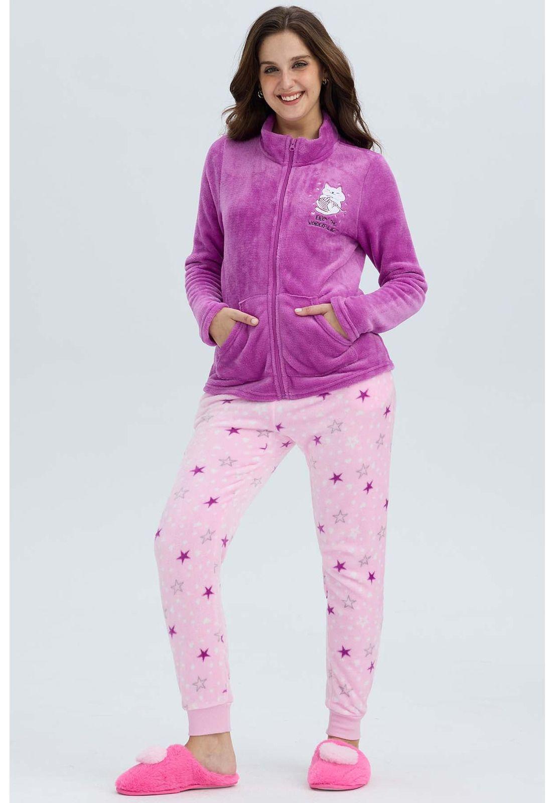 Pijama Mujer Polar Print Lila-1