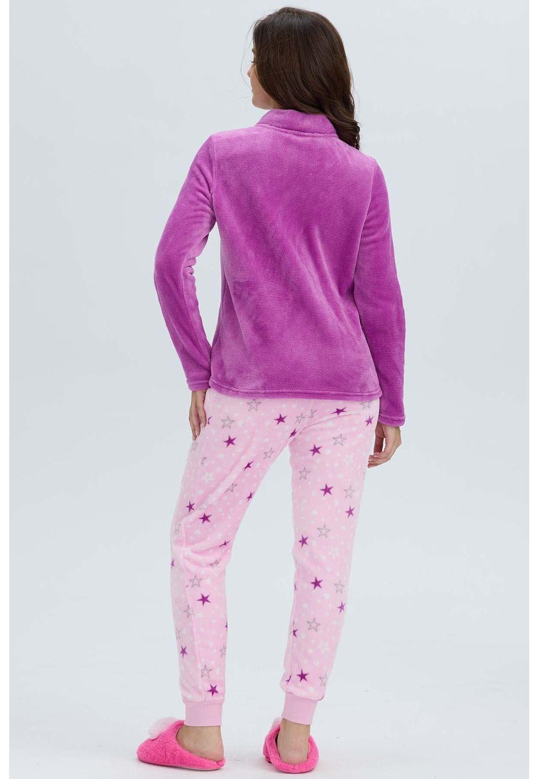 Pijama Mujer Polar Print Lila-2