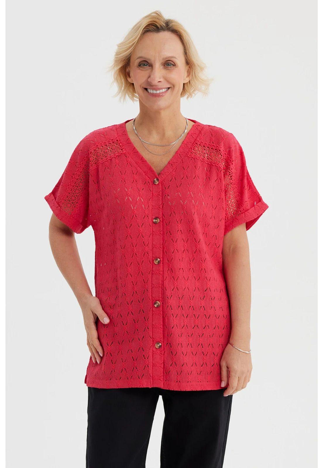 Polera Mujer Lisa Abotonada Fucsia-0