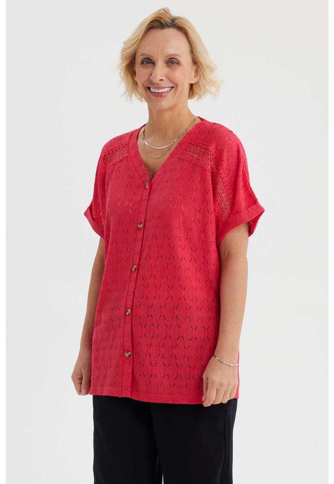 Polera Mujer Lisa Abotonada Fucsia-1