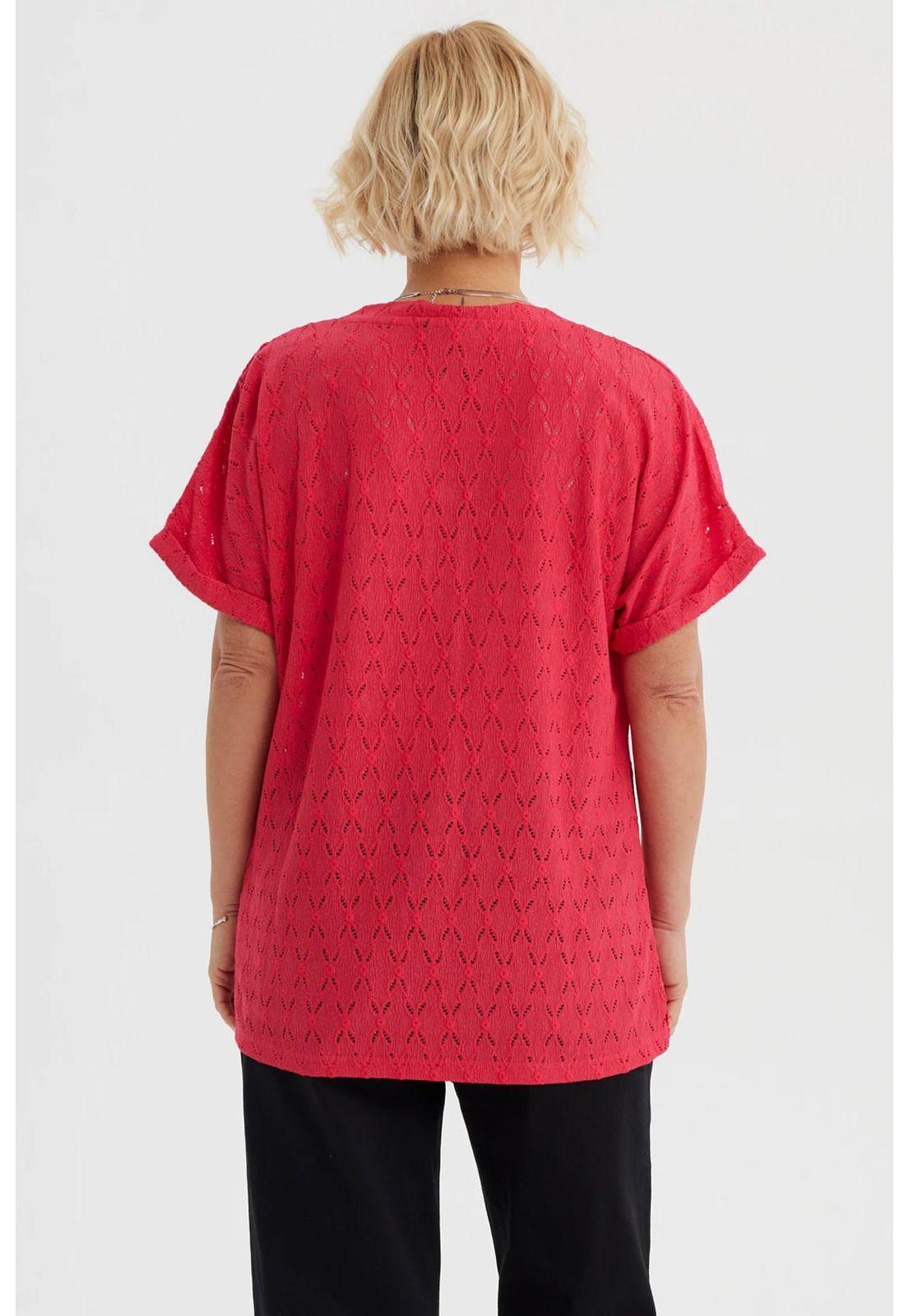 Polera Mujer Lisa Abotonada Fucsia-2