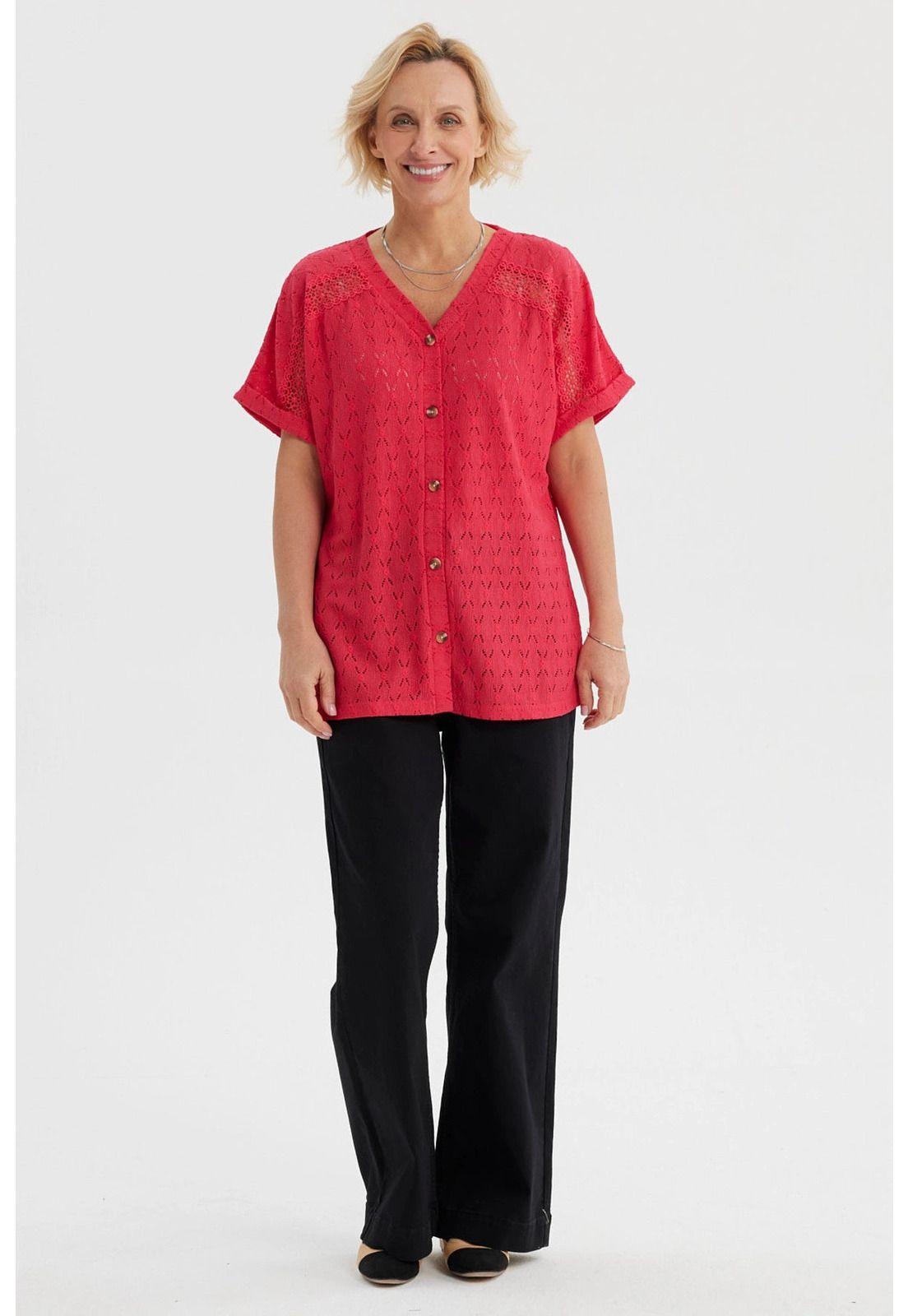 Polera Mujer Lisa Abotonada Fucsia-3