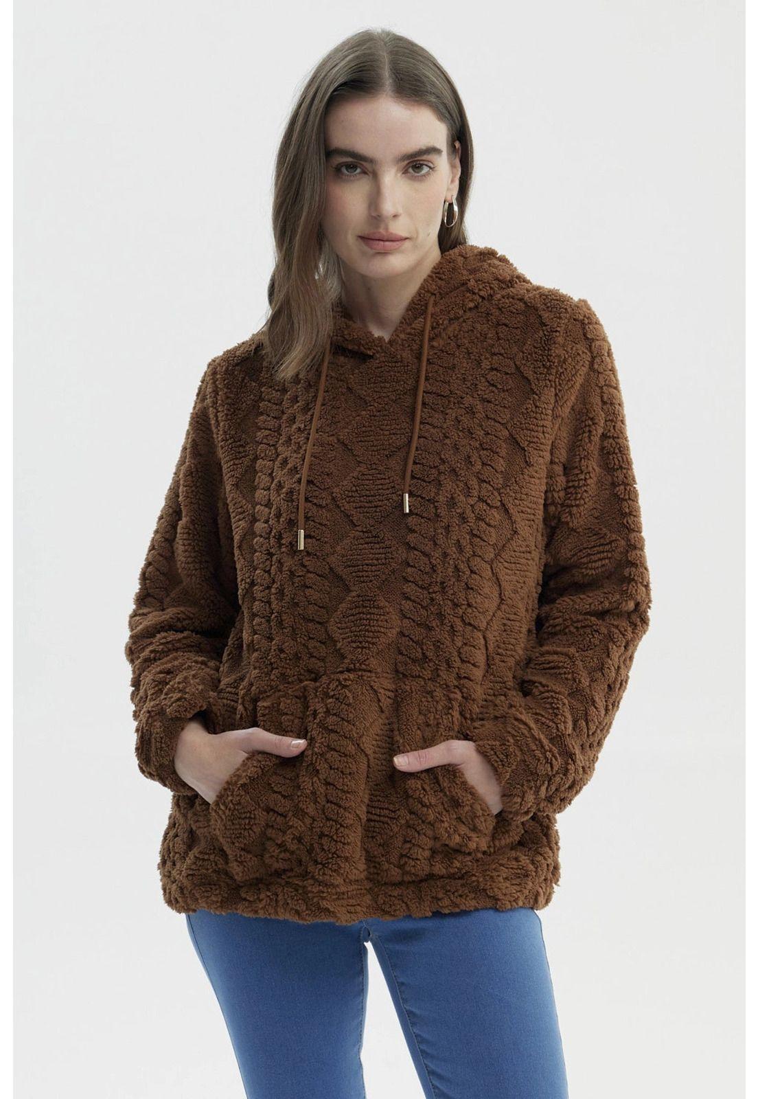Polar Mujer Con Gorro Cerrado Camel-0