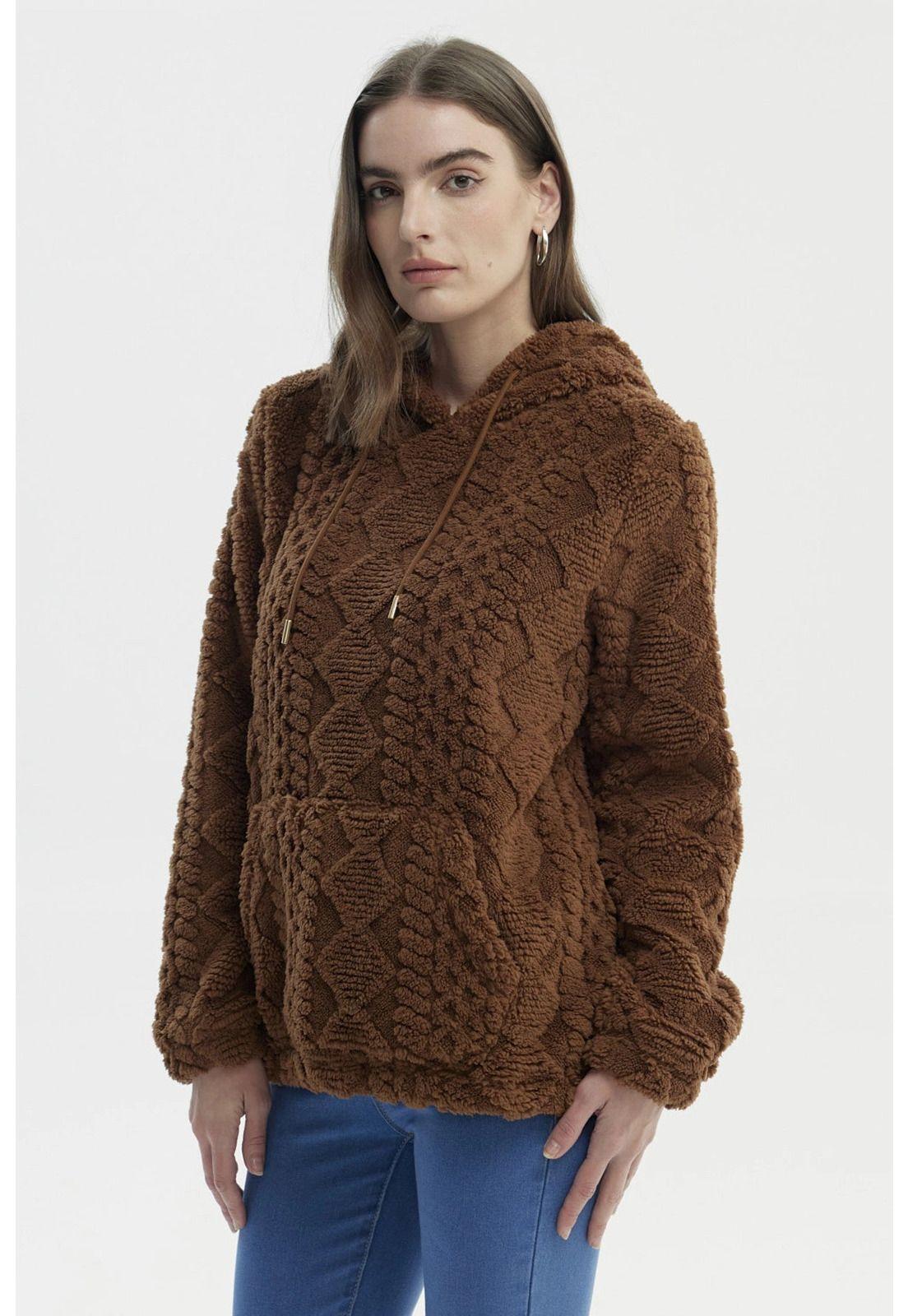 Polar Mujer Con Gorro Cerrado Camel-1
