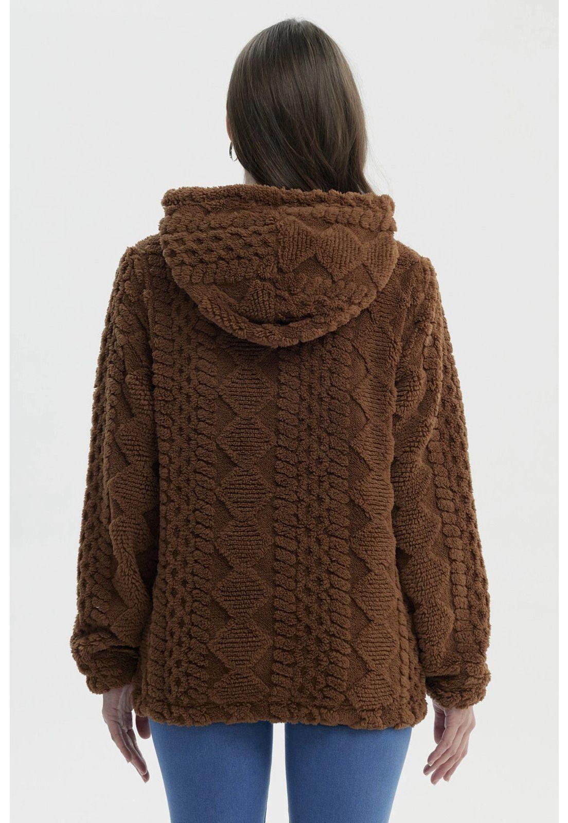 Polar Mujer Con Gorro Cerrado Camel-2