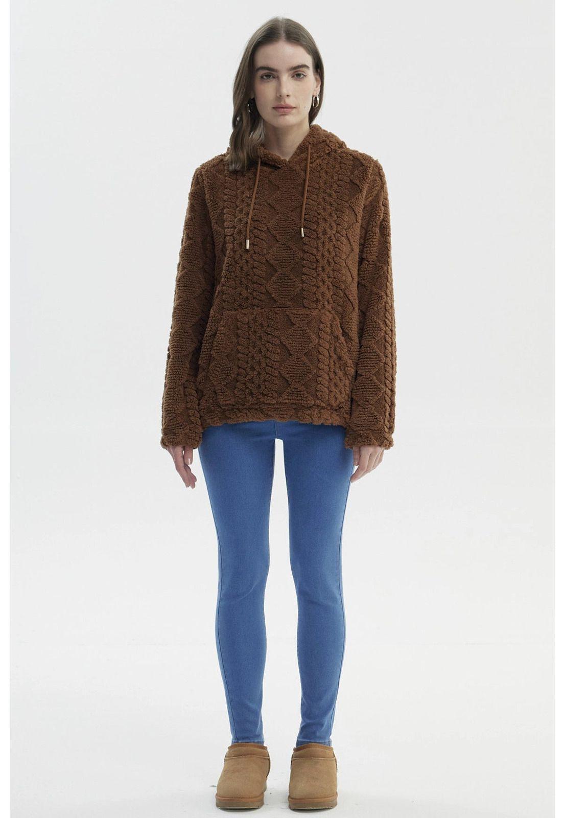 Polar Mujer Con Gorro Cerrado Camel-3