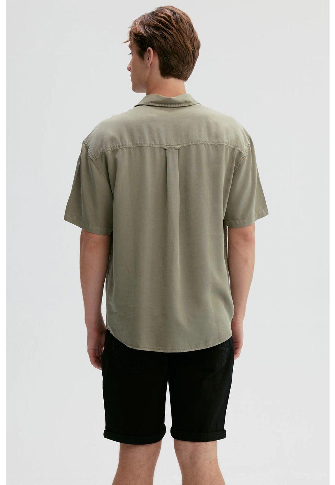 Camisa Hombre Clásica Verde Militar-2