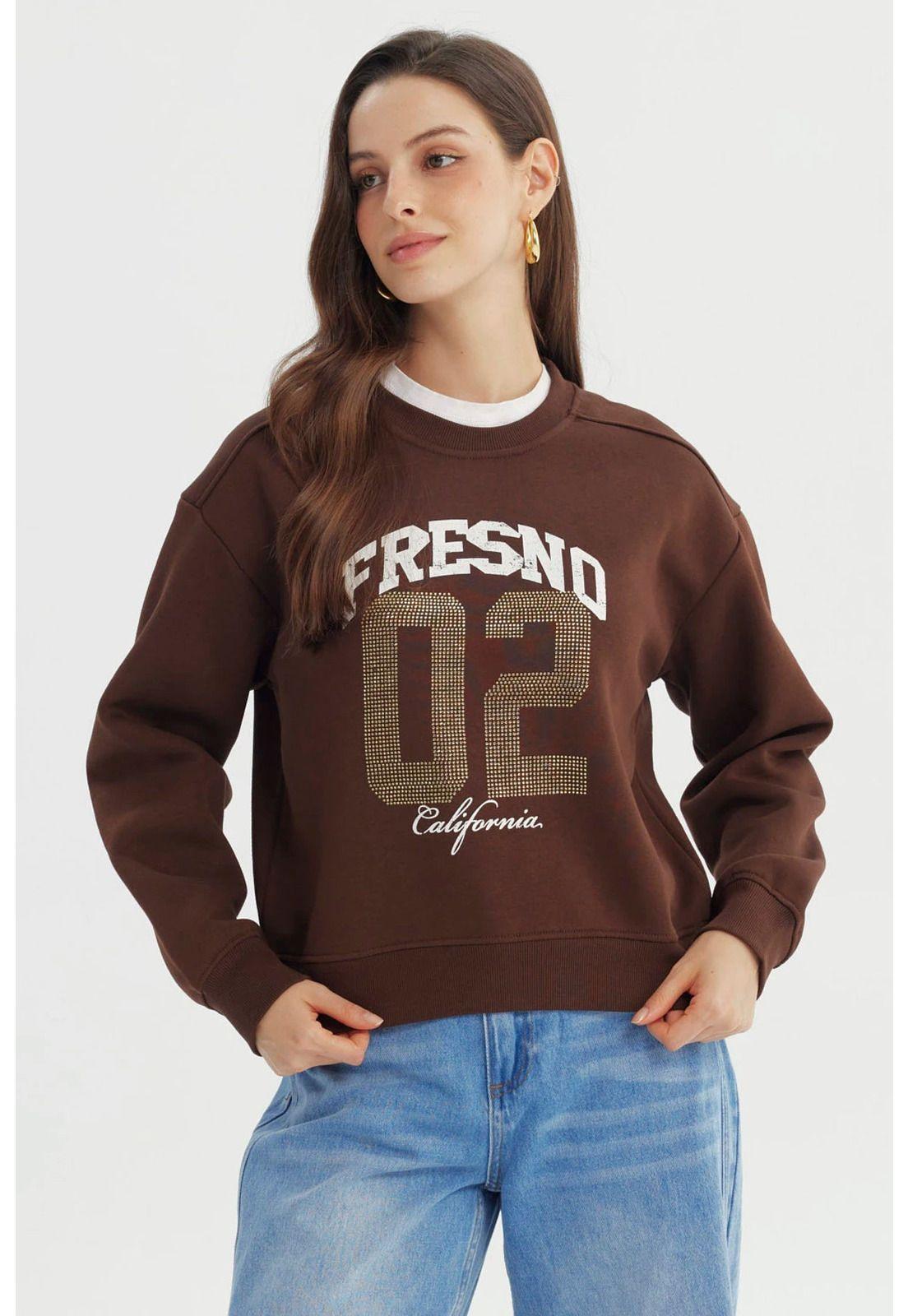 Polerón Mujer Adorno Print Chocolate-0