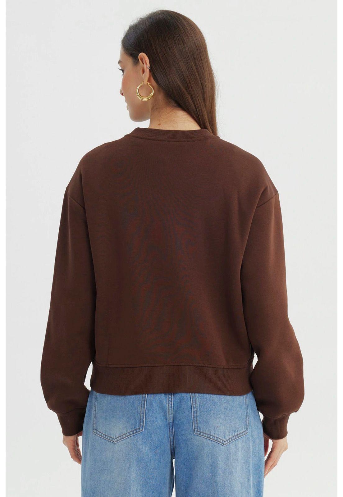 Polerón Mujer Adorno Print Chocolate-2