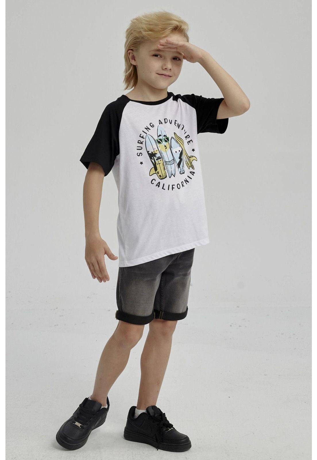 Polera Niño Raglan Print Negro-1