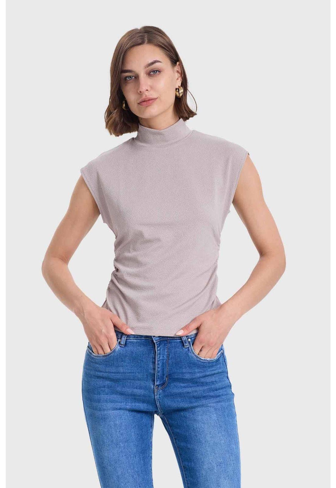 Polera Mujer Con Textura Gris-0