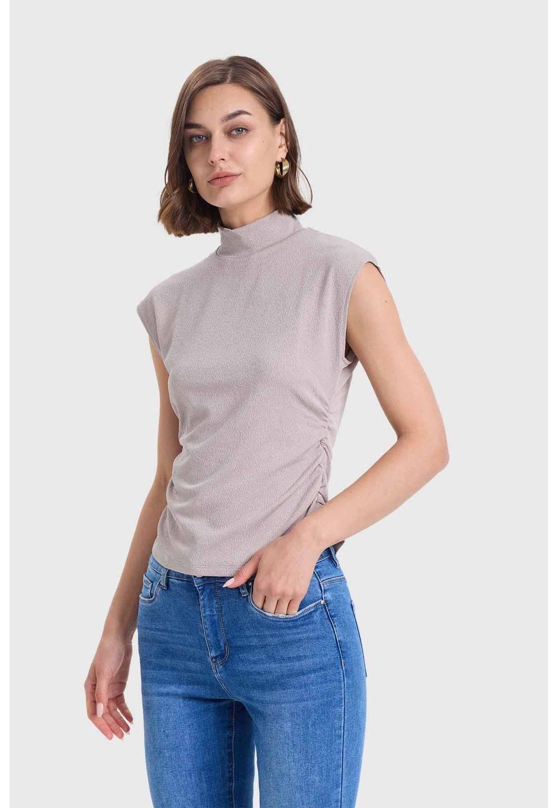 Polera Mujer Con Textura Gris-1