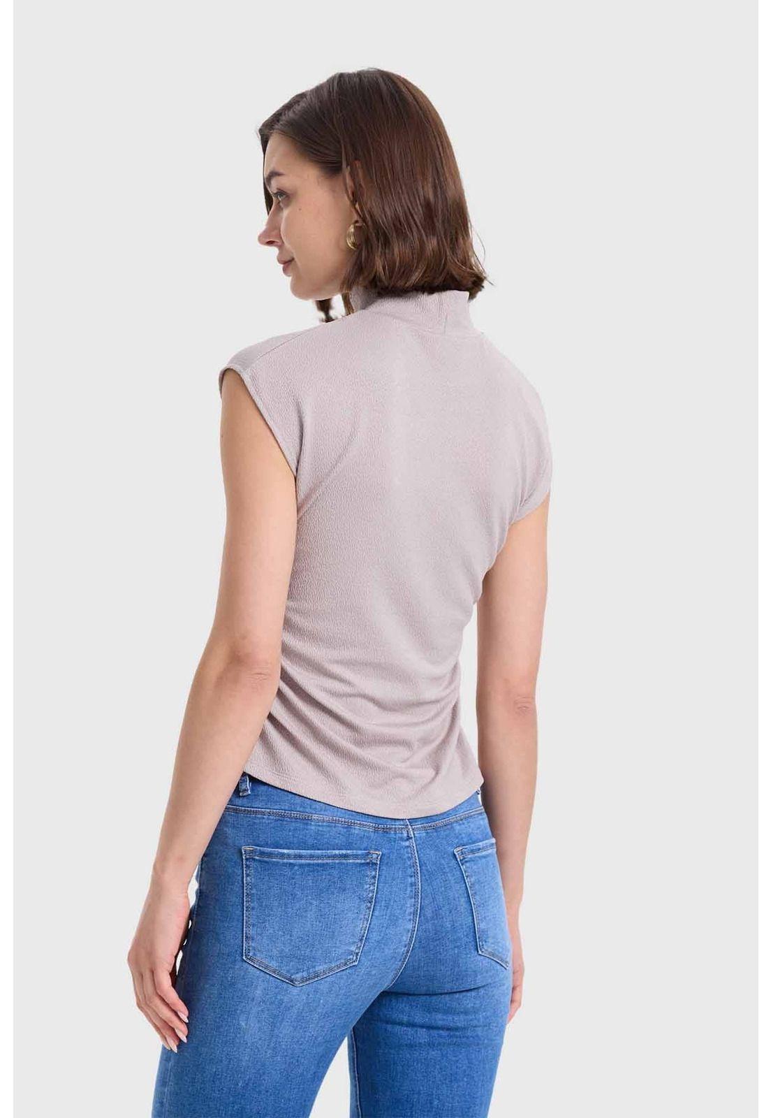 Polera Mujer Con Textura Gris-2