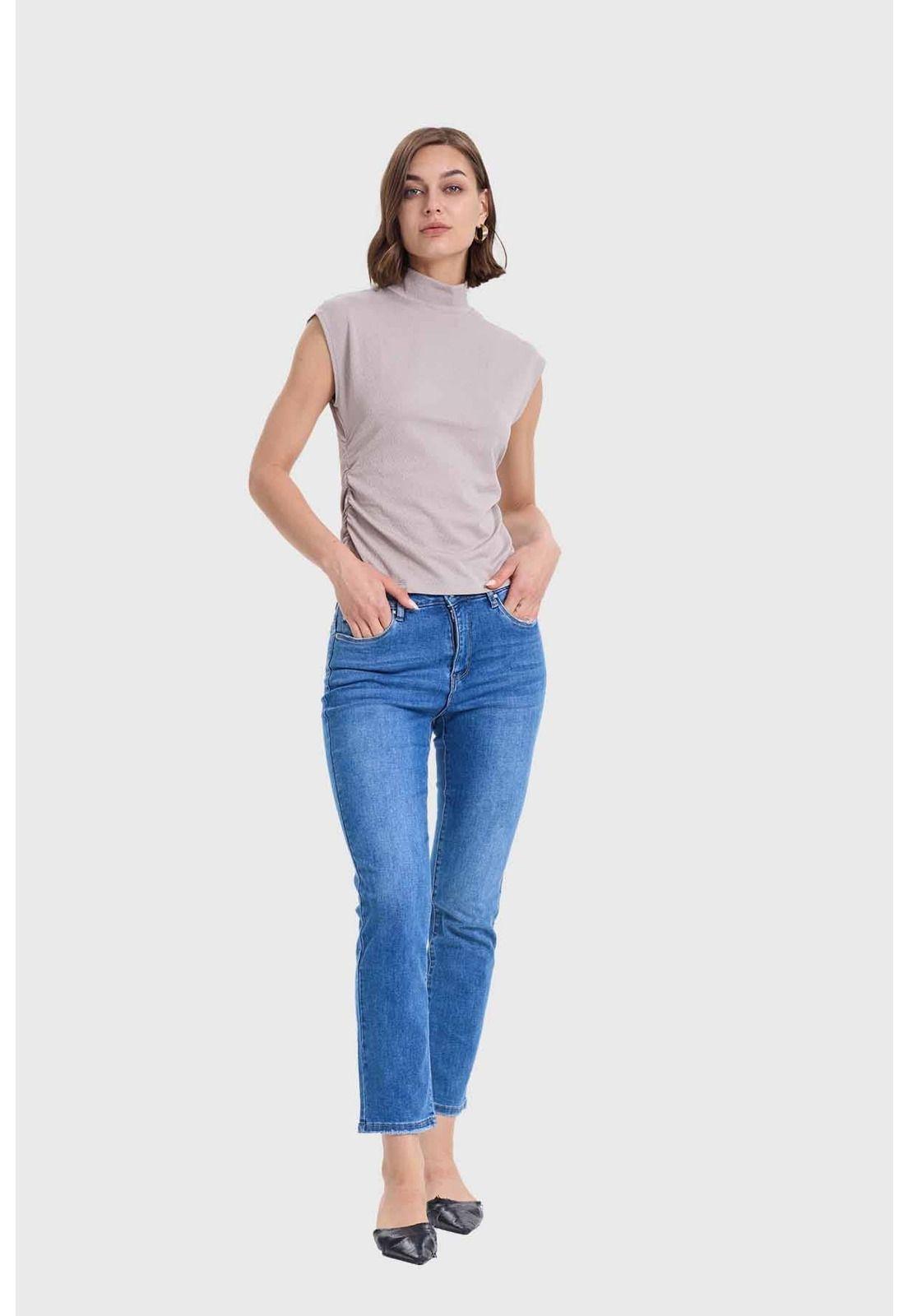 Polera Mujer Con Textura Gris-3
