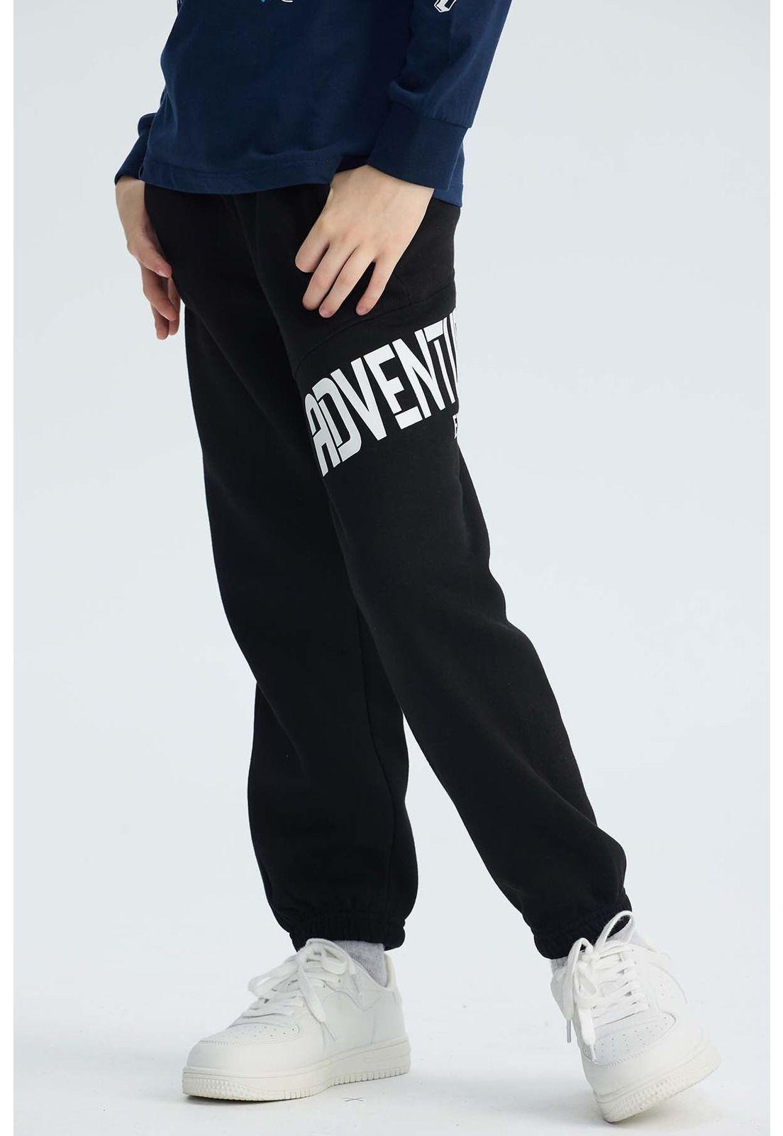 Pantalón Buzo Niño Print Negro-1