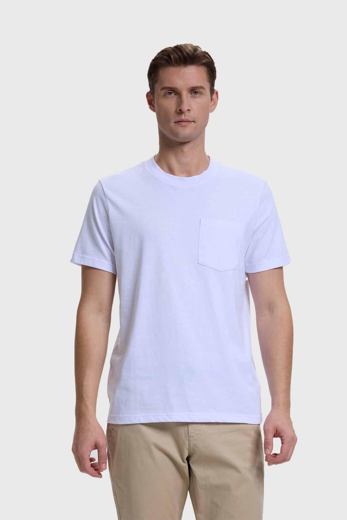Polera Hombre Básica Con Bolsillo Blanco-0