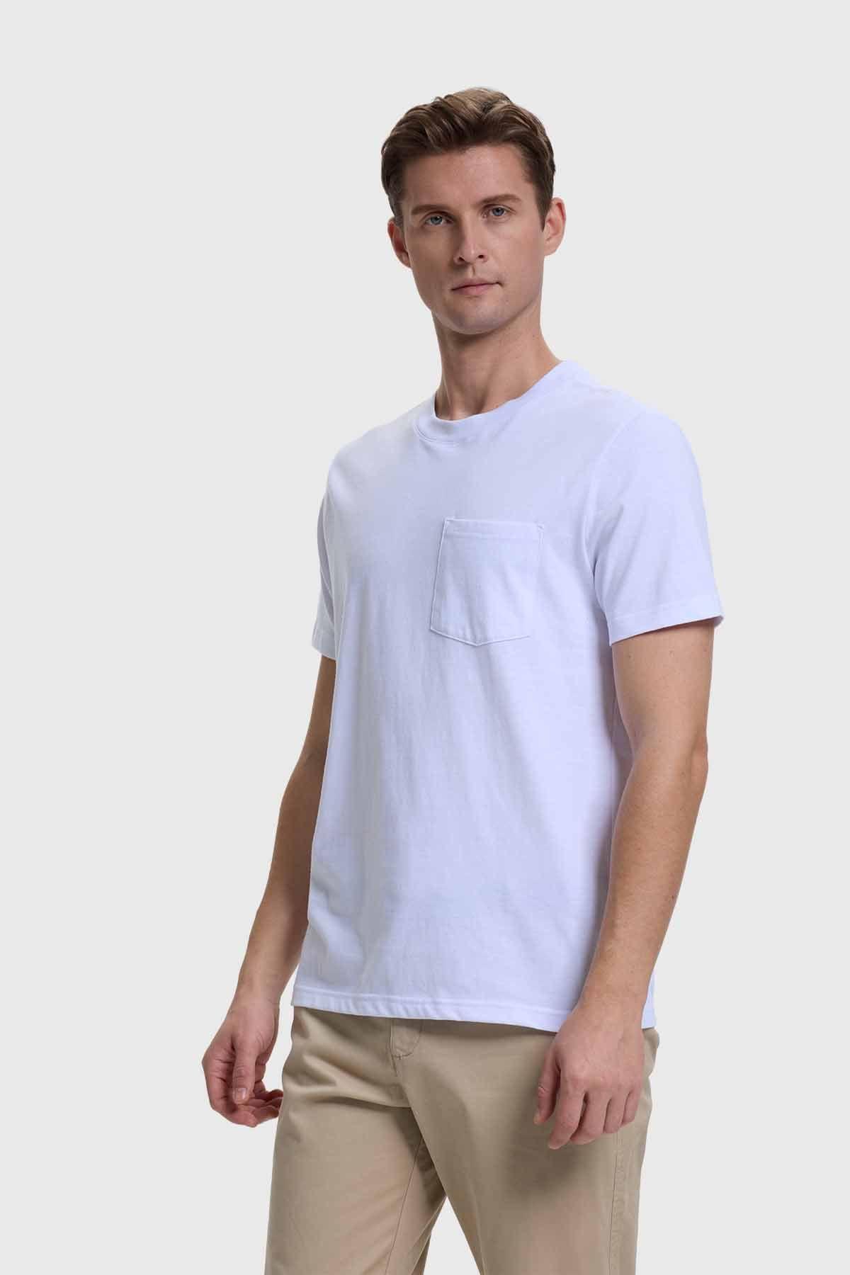 Polera Hombre Básica Con Bolsillo Blanco-1