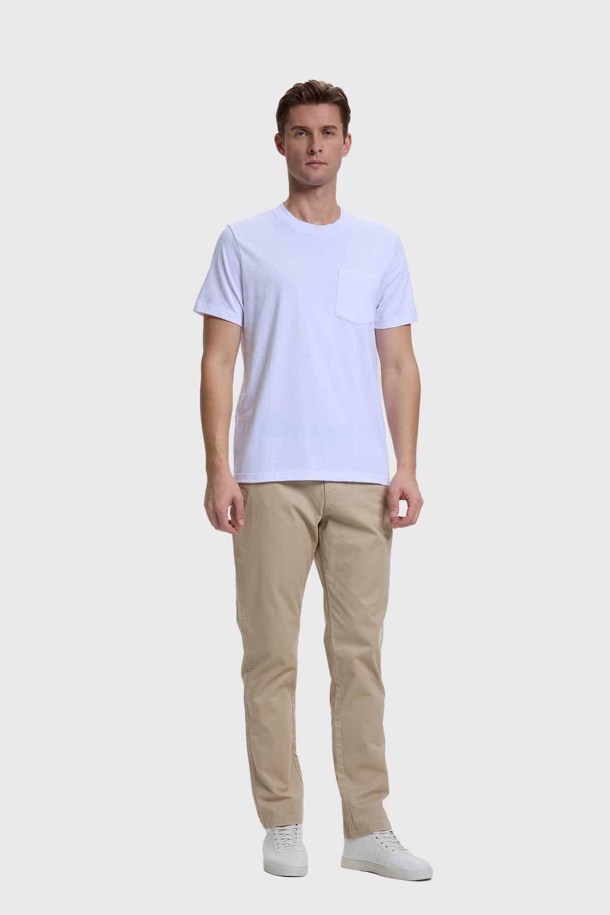 Polera Hombre Básica Con Bolsillo Blanco-3