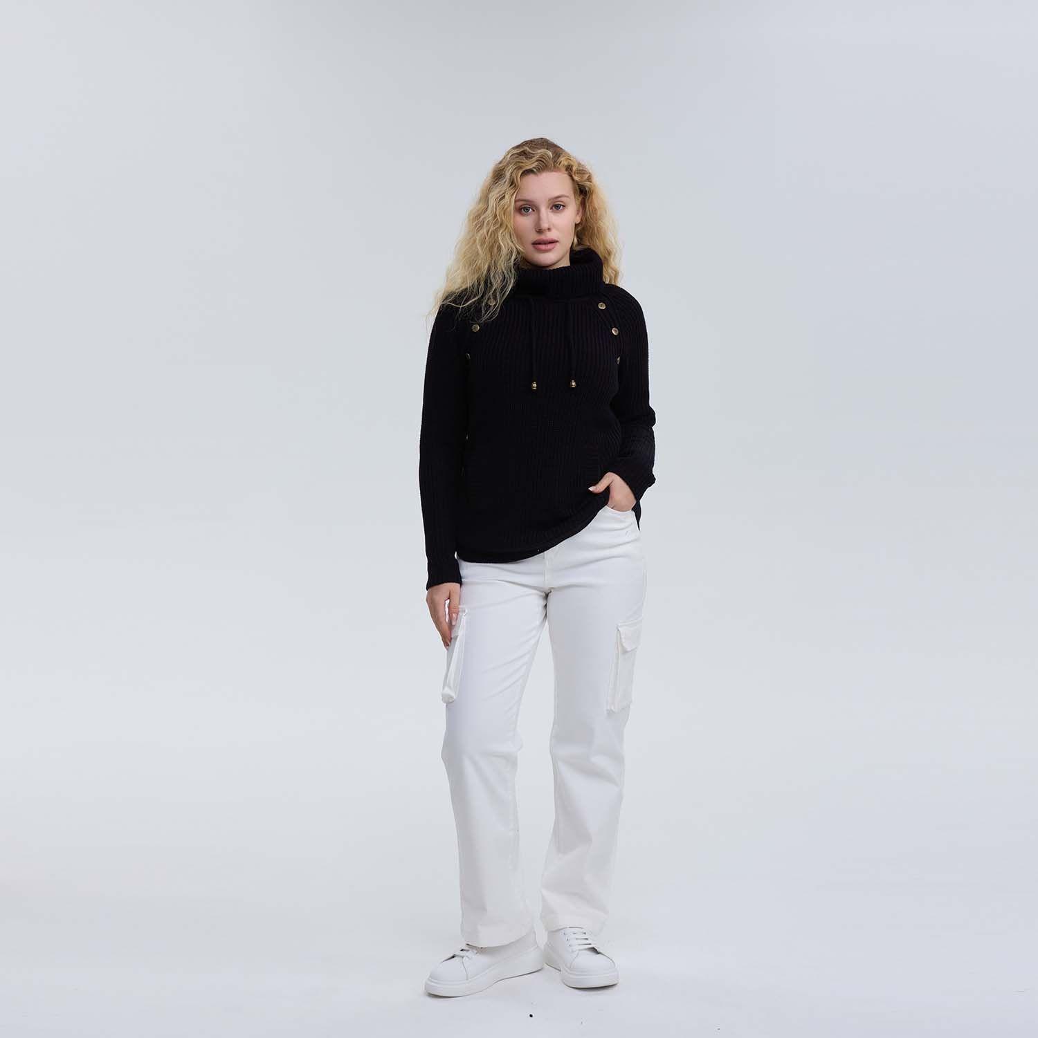 Sweater Mujer Tejido Negro-3