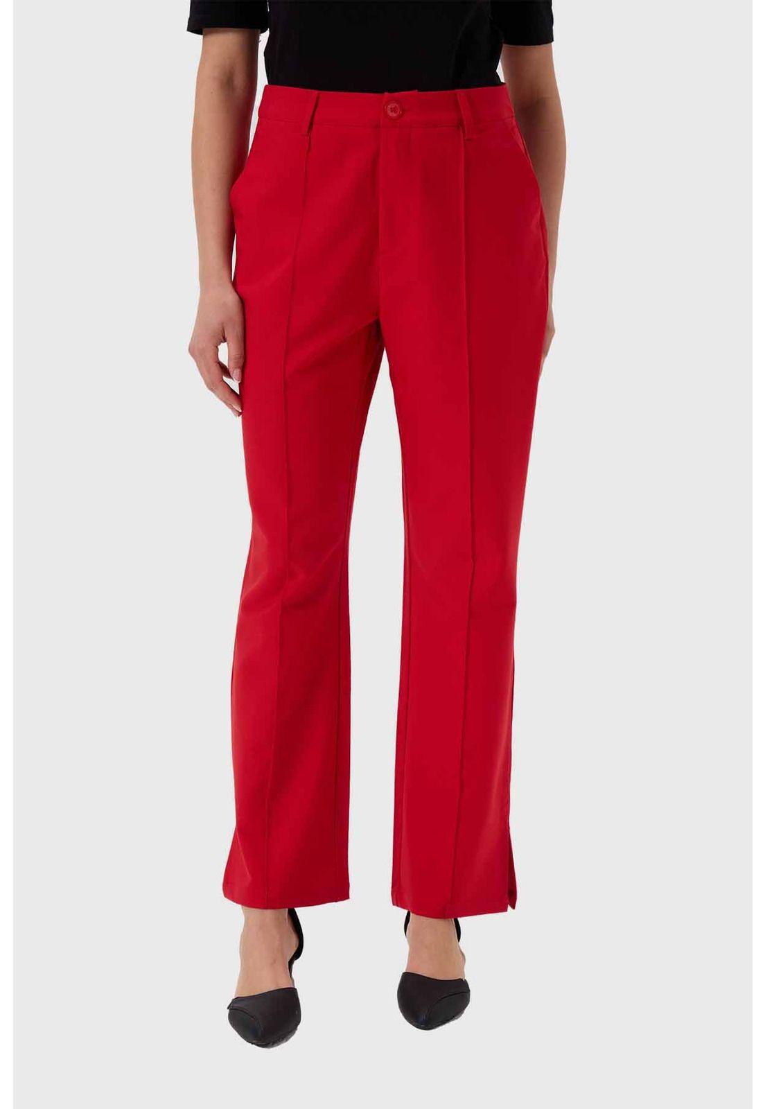 Pantalón Mujer Sastrero Tiro Alto Rojo-0