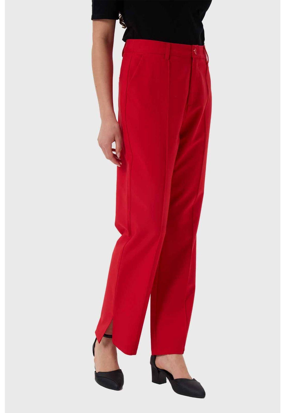 Pantalón Mujer Sastrero Tiro Alto Rojo-1