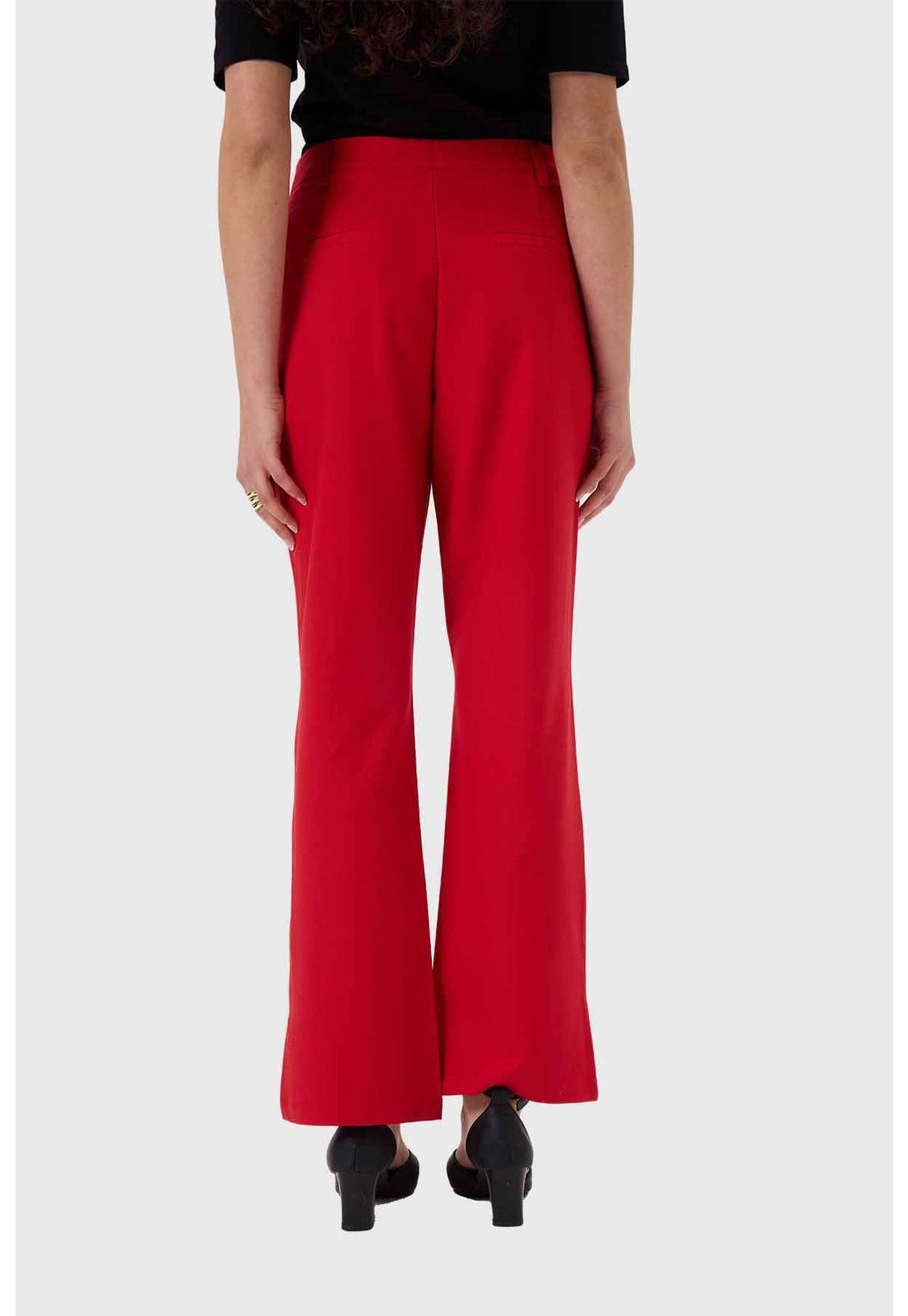 Pantalón Mujer Sastrero Tiro Alto Rojo-2