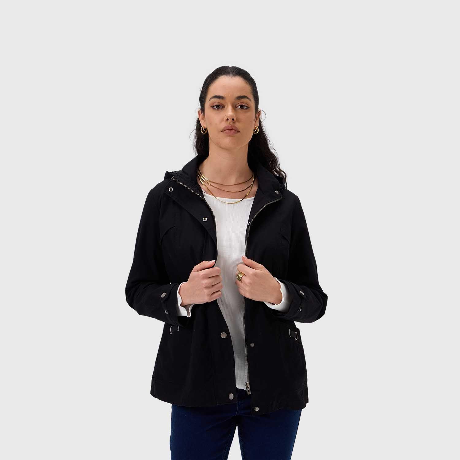 Chaqueta Mujer Con Gorro Negro Fashion's Park-1