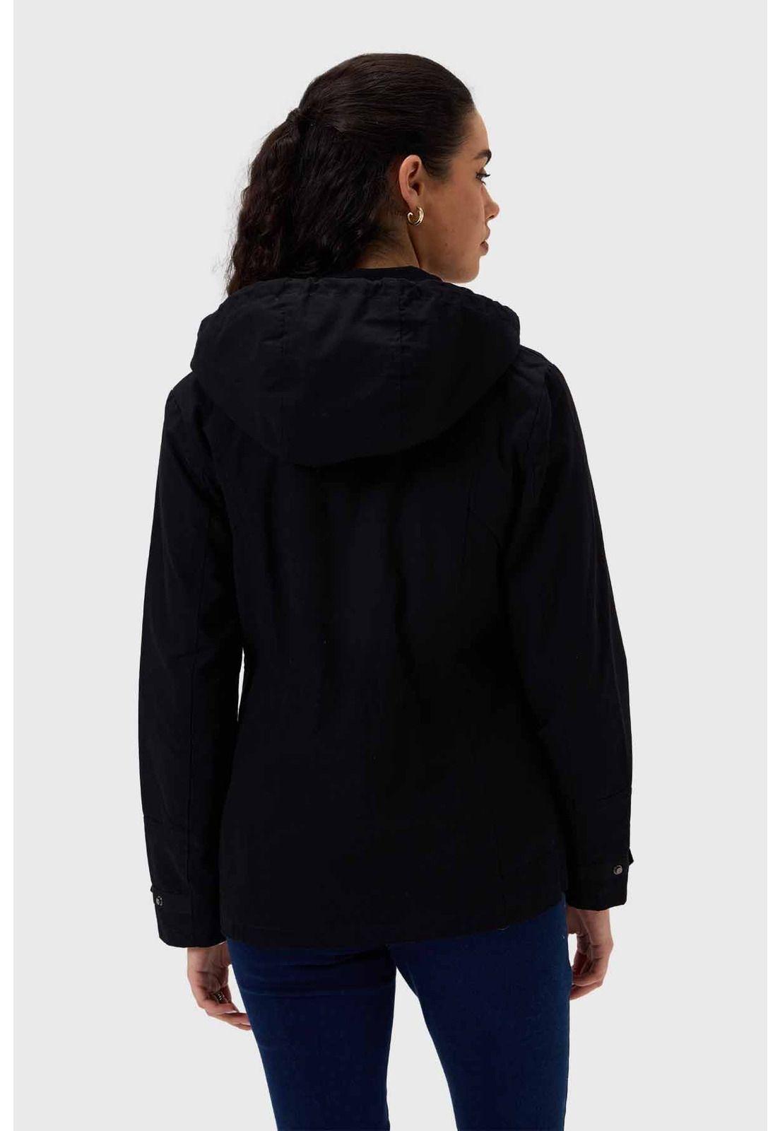 Chaqueta Mujer Con Gorro Negro - ll-2