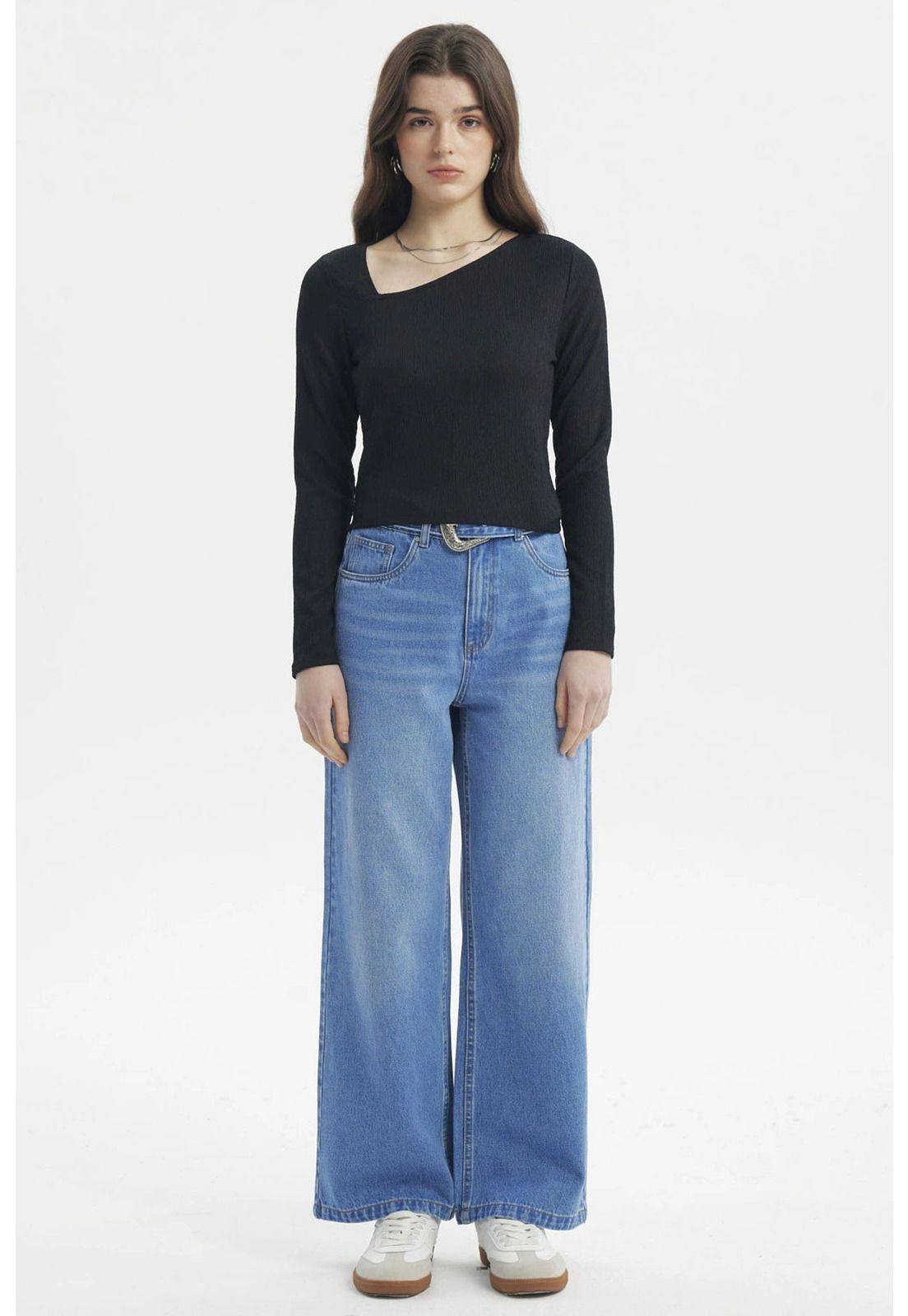 Polera Mujer Cuello Asimétrico Negro - lll-3