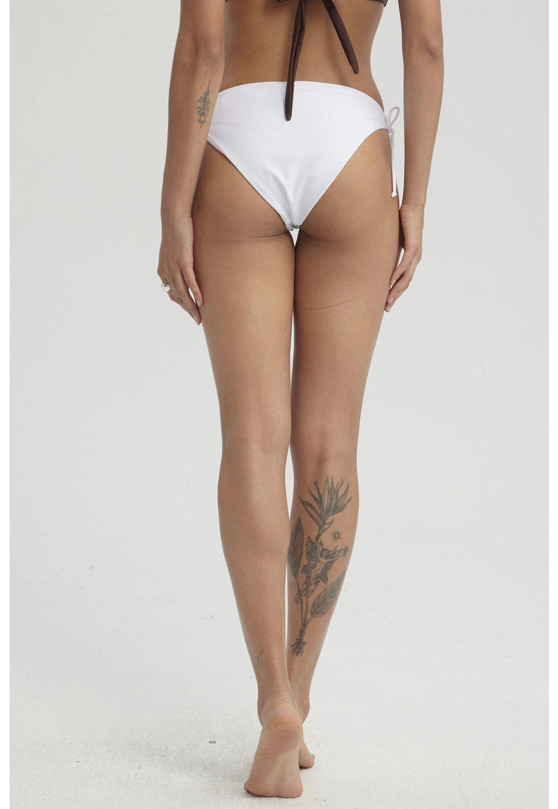 Traje De Baño Mujer Calzón Bikini Cordón Blanco-2