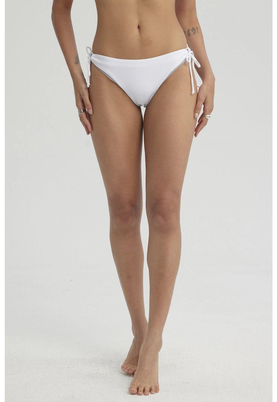 Traje De Baño Mujer Calzón Bikini Cordón Blanco-4