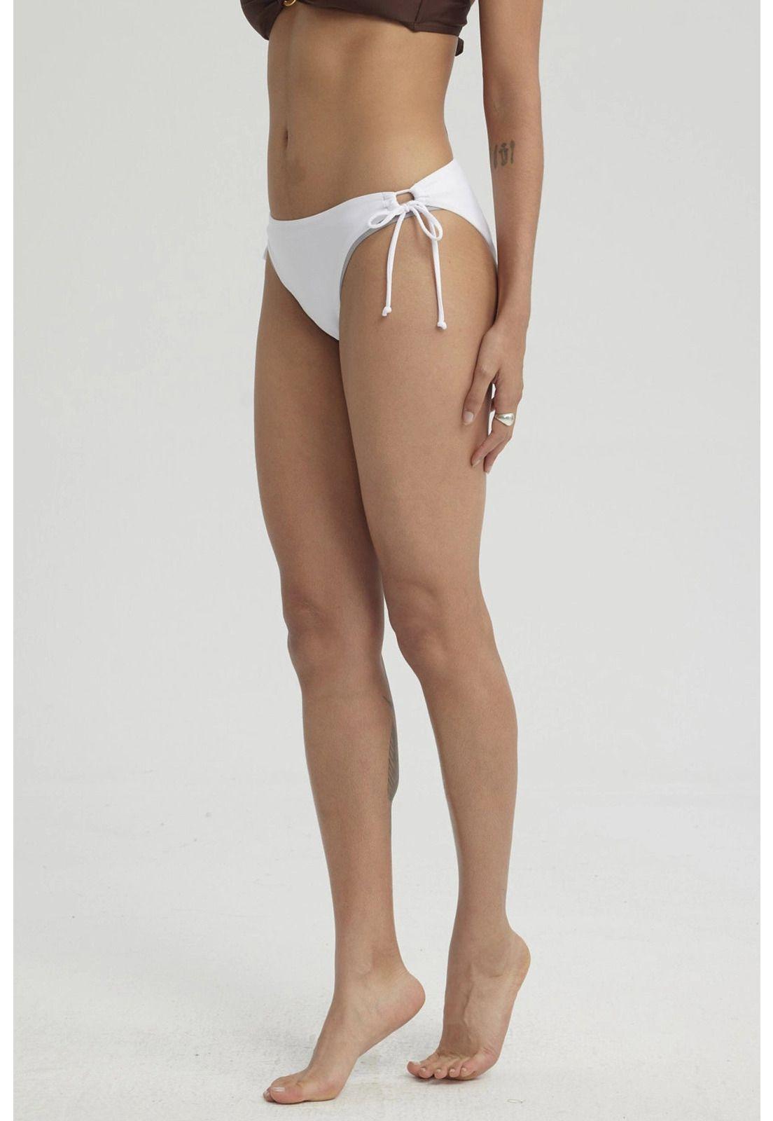 Traje De Baño Mujer Calzón Bikini Cordón Blanco-5